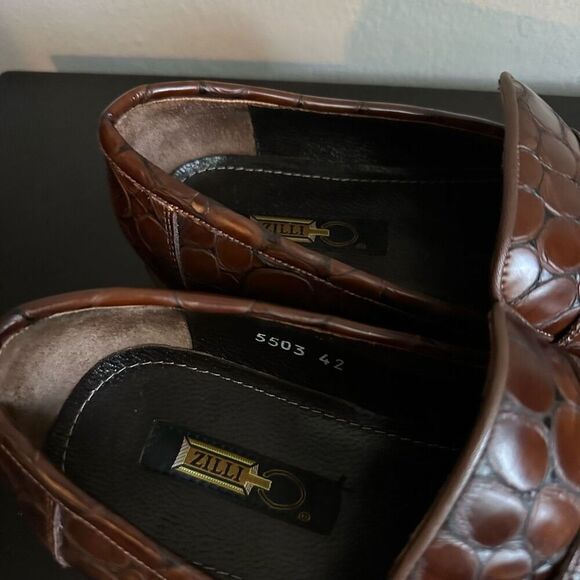 Zilli‎ Mens Brown Leather Shoes Hand Made in Italy size 42 main image 5